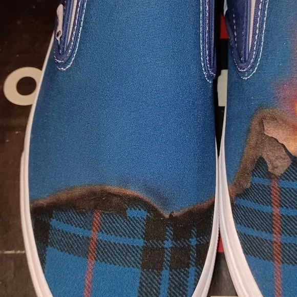 Vans Men's 4.5/Women's 6 Slip On Big Reveal Navy Plaid Fire Canvas-VN000XG81P4 - Picture 6 of 12